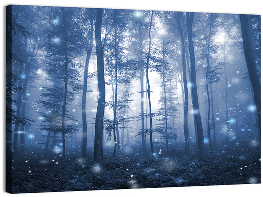Blue Mist Forest at Twilight Wall Art