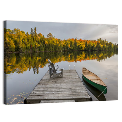 Ontario Autumn Lake Dock Wall Art