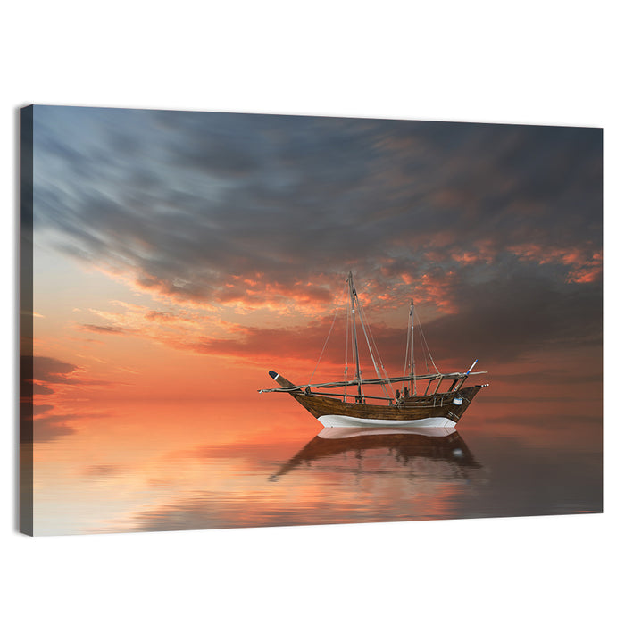 Dhow at Sunset Wall Art as a canvas print
