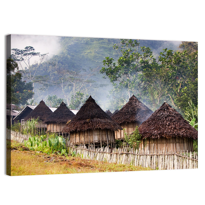 Papua Mountain Village Wall Art as a canvas print