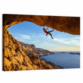 Climber on Overhanging Coastal Rock Wall Art