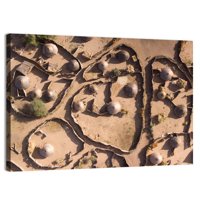 Thatched Huts in Chad Wall Art as a canvas print