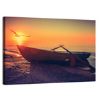 Sunset Rowboat on Sandy Shore Wall Art