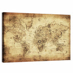 Antique Nautical World Map Wall Art