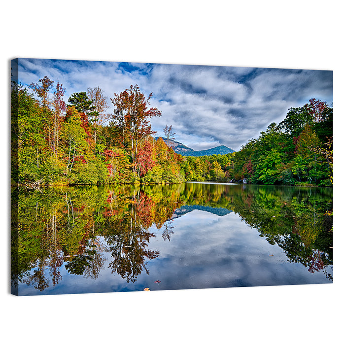 Lake Jocassee Autumn Reflection Wall Art as a canvas print