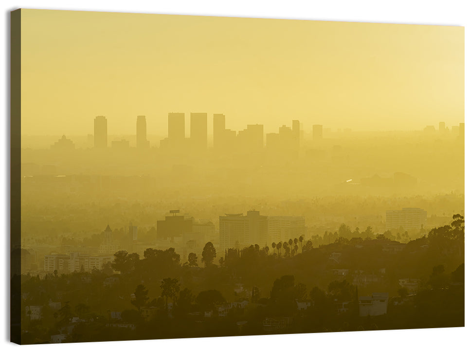 Westwood Los Angeles in Golden Haze Wall Art, canvas print, landscape
