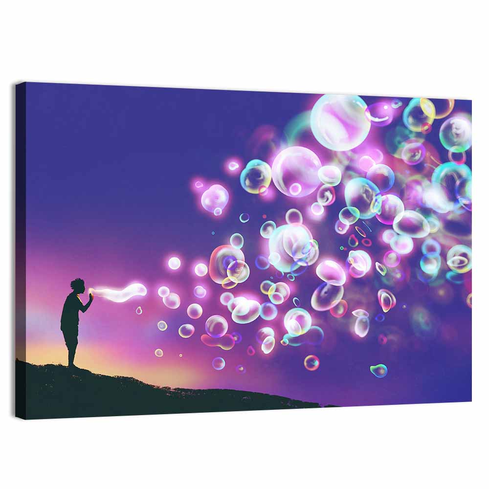 Child Blowing Soap Bubbles Wall Art