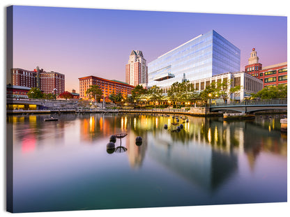 Providence River Skyline at Twilight Wall Art