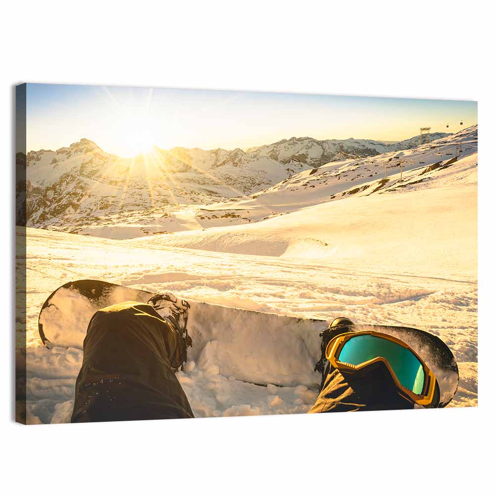 First Person Snowboard Sunrise Wall Art