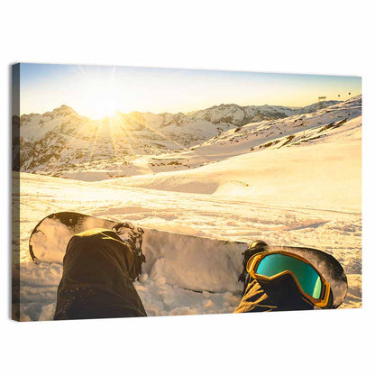 First Person Snowboard Sunrise Wall Art