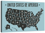 Minimalist USA Map with State Abbreviations Wall Art