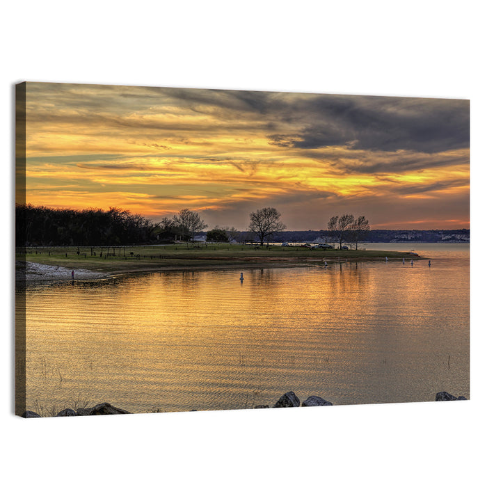 Lake Whitney Sunset Wall Art as a canvas print