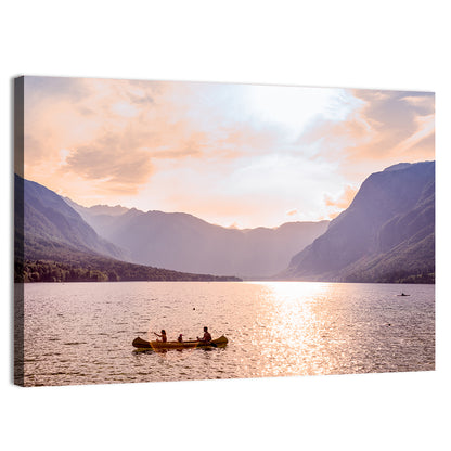 Lake Bohinj Canoe at Sunset Wall Art