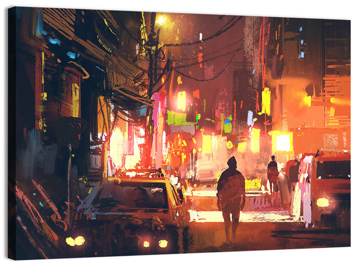 Old Street Lights at Night Wall Art as a canvas print