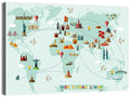 World Travel Map Illustration Wall Art