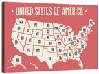 United States Map with State Abbreviations Wall Art