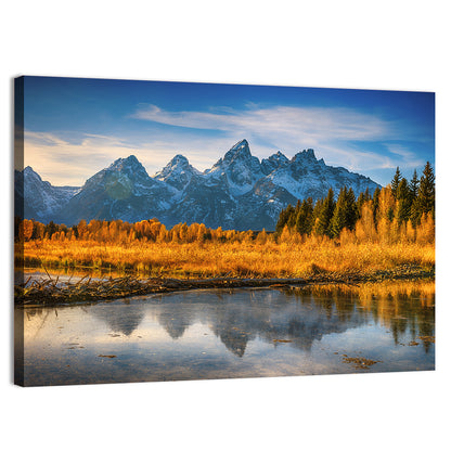 Grand Tetons Golden Reflection Wall Art
