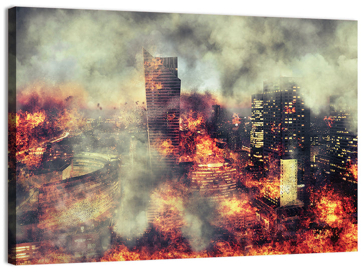 Warsaw Spire Burning City Abstract Wall Art