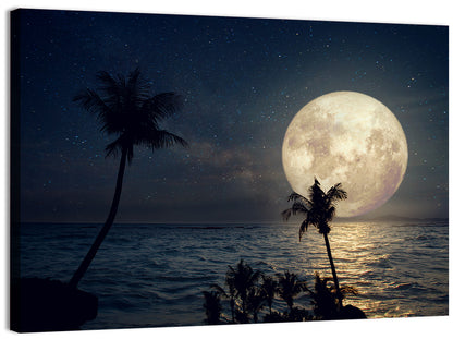 Supermoon Over Tropical Beach Wall Art