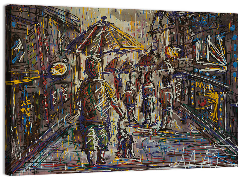Rainy City Street Wall Art, canvas print, landscape