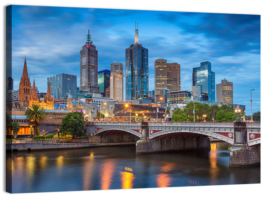 Melbourne Blue Hour Skyline Wall Art