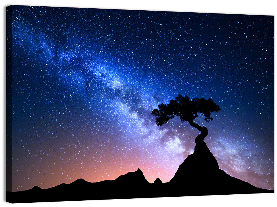 Milky Way Over Mountain Ridge Wall Art, canvas print, landscape