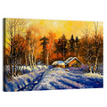 Winter Cottage Sunset Wall Art