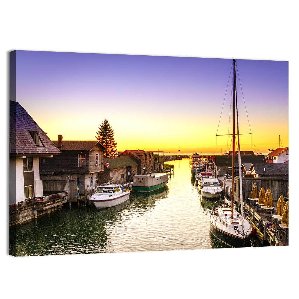 Leland Fishtown Sunset Wall Art, canvas print, landscape