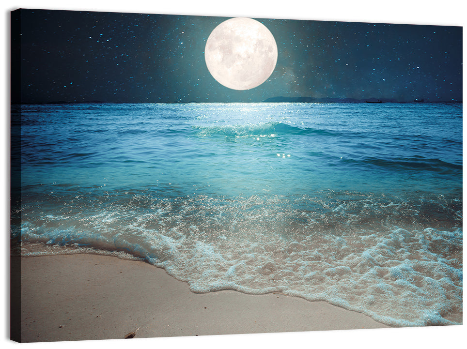 Full Moon Over Beach Wall Art