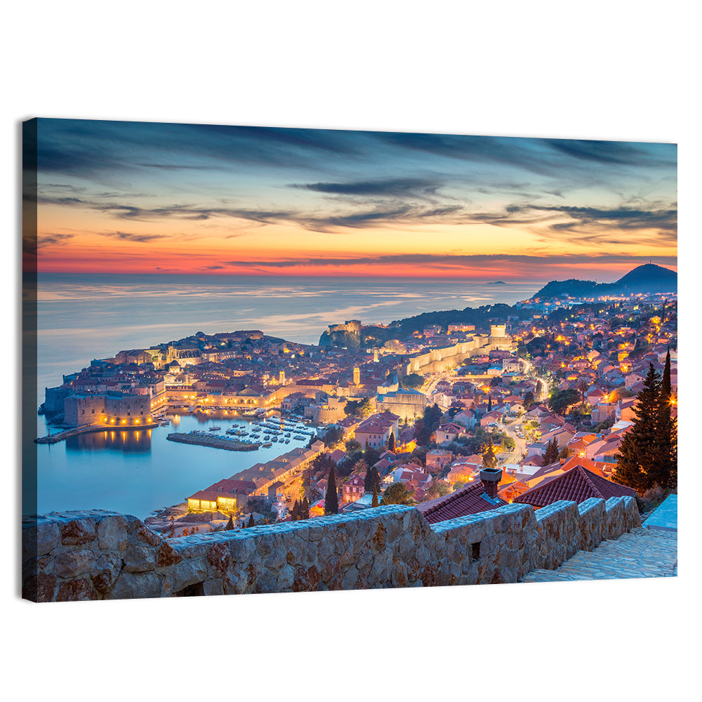 Old Town Dubrovnik at Dusk Wall Art