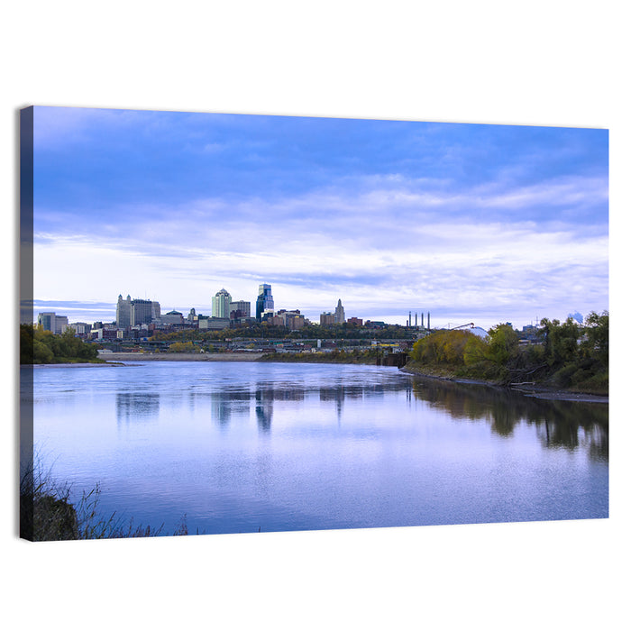 Kansas City Skyline at Dusk Wall Art as a canvas print