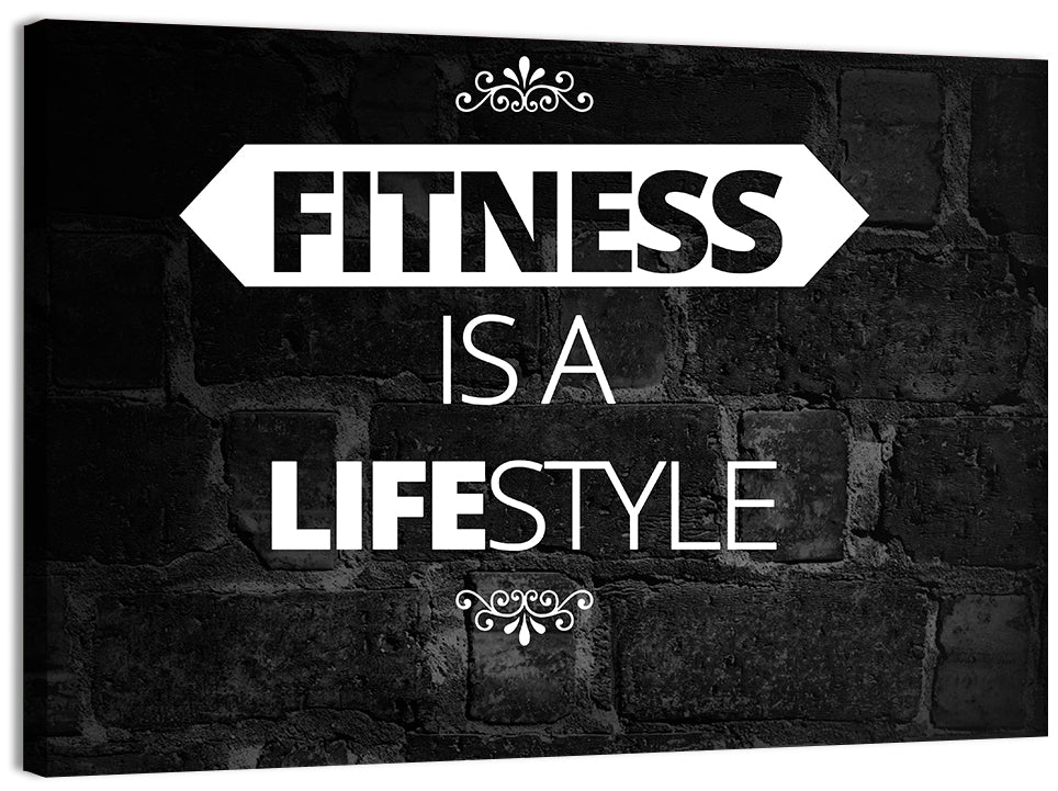 Fitness Is a Lifestyle Brick Quote Wall Art, canvas print, landscape
