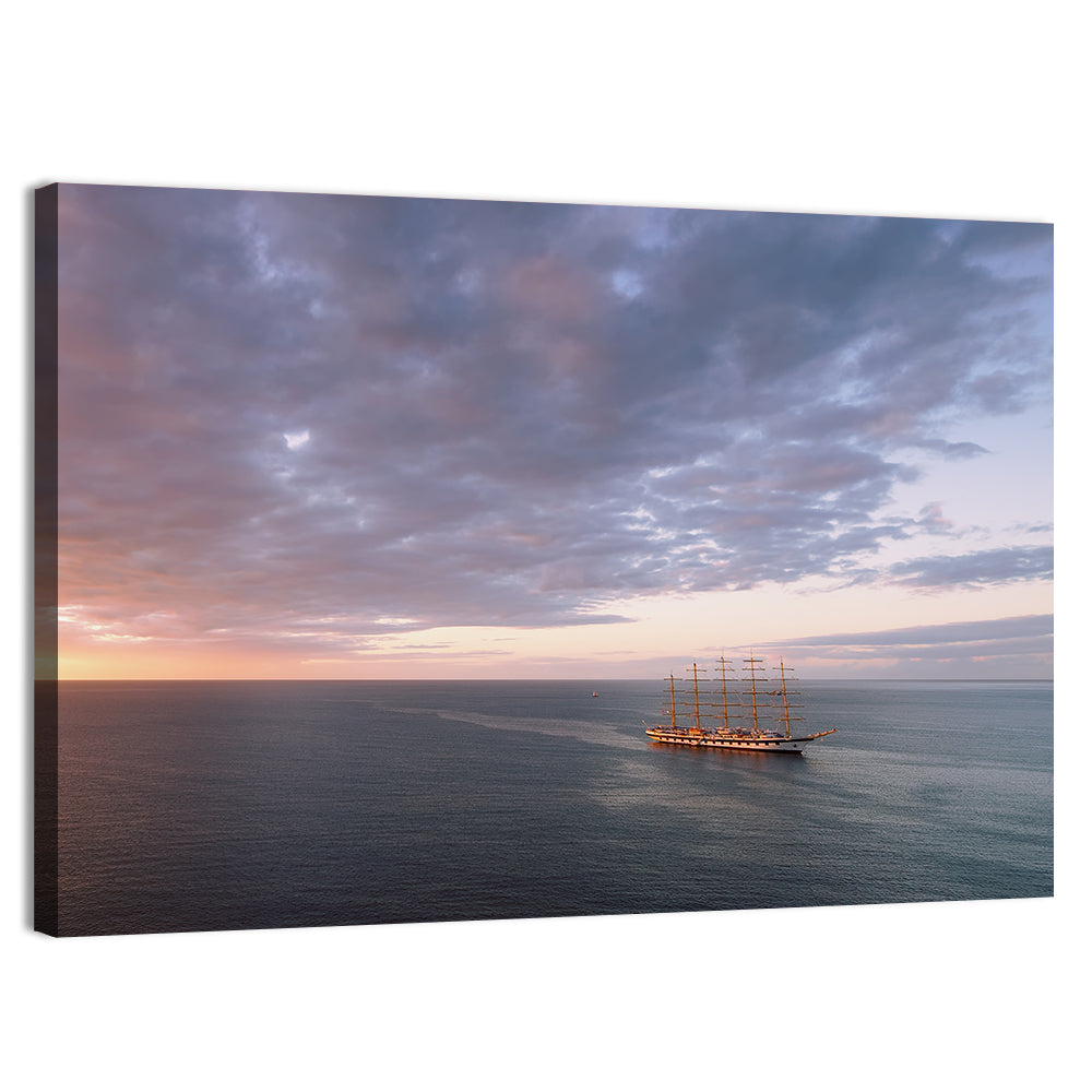 Sunlit Tall Ship at Sea Wall Art