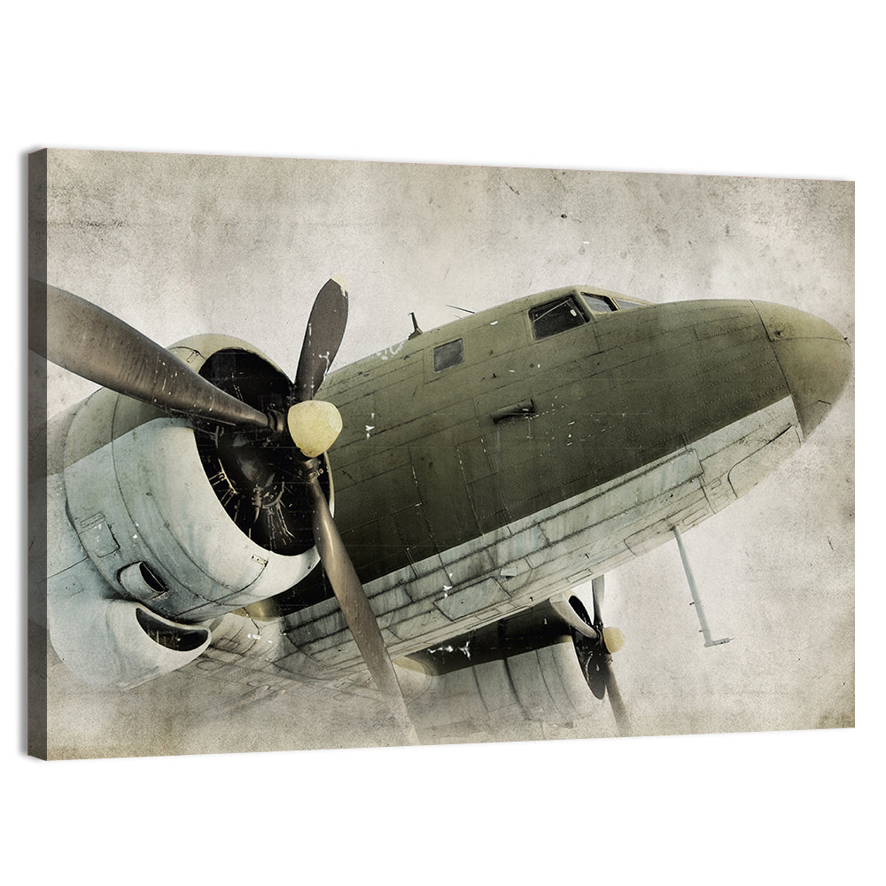 Vintage Propeller Airplane Nose View Wall Art, canvas print, landscape