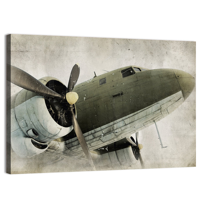 Vintage Propeller Airplane Nose View Wall Art as a canvas print