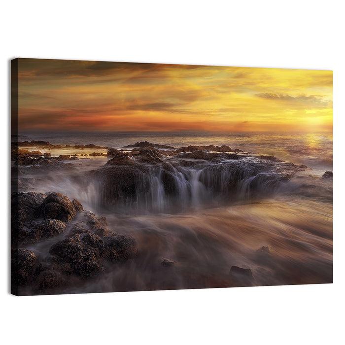 Thors Well at Cooks Chasm Sunset Wall Art as a canvas print