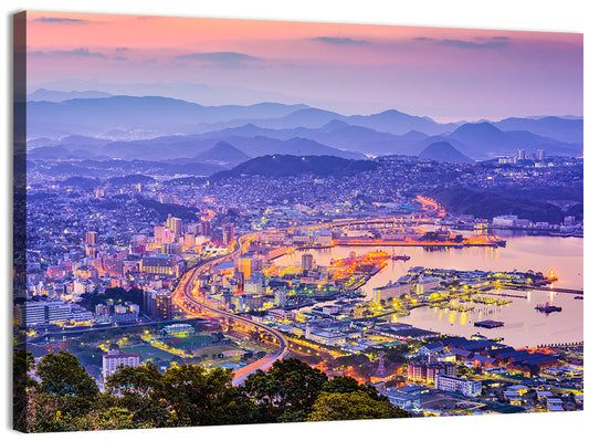 Sasebo Downtown Twilight Harbor Wall Art