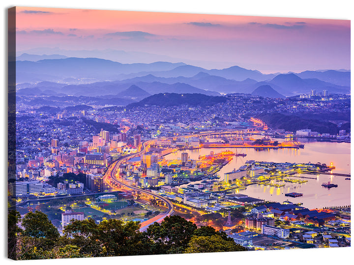 Sasebo Downtown Twilight Harbor Wall Art