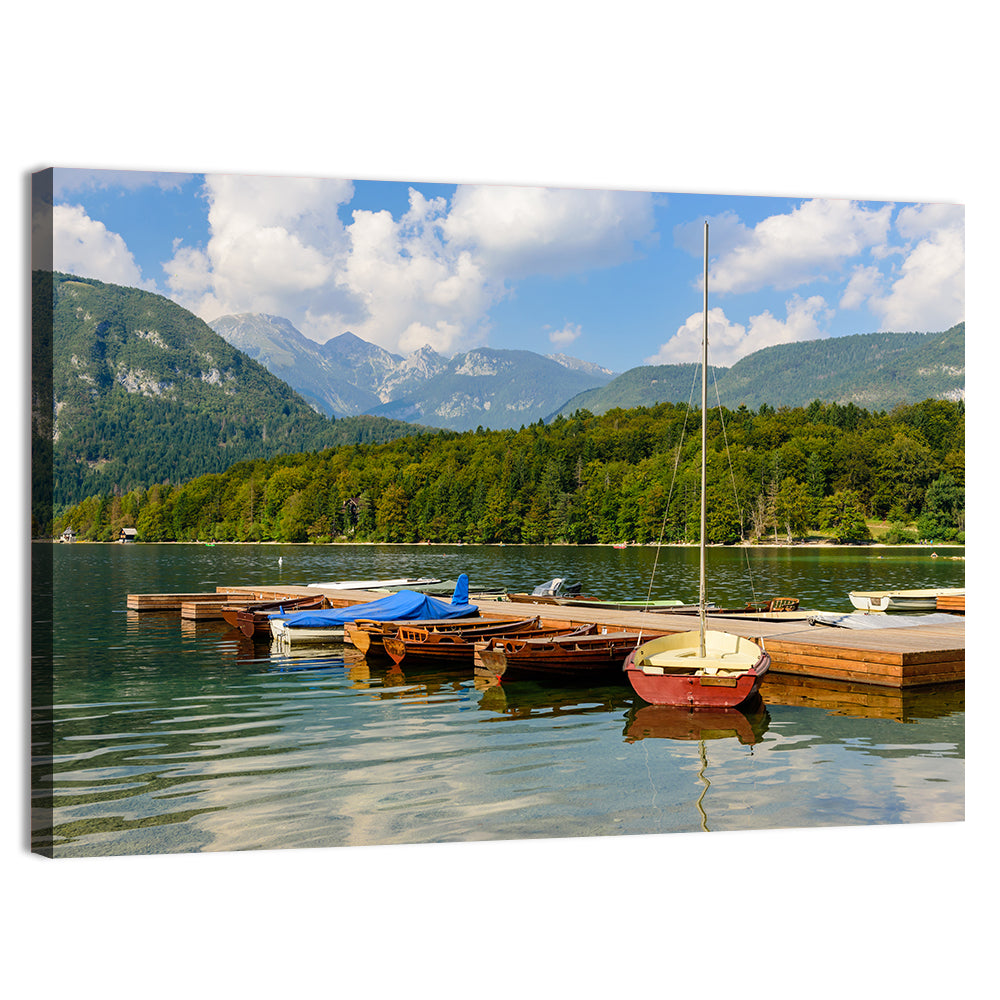 Lake Bohinj Dock View Wall Art, canvas print, landscape