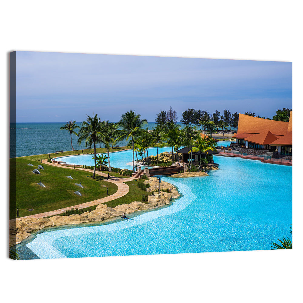 Tiered Resort Pool Horizon Wall Art, canvas print, landscape