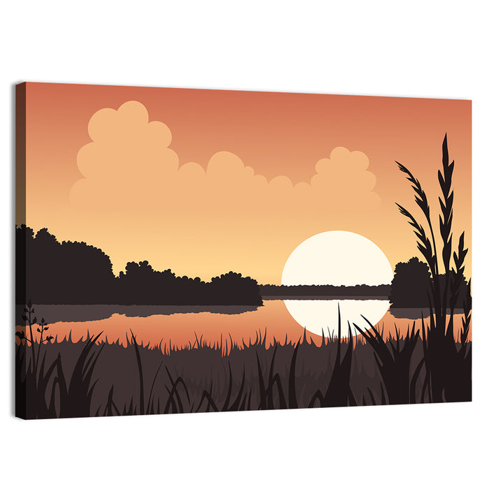 Summer Lake Sunset Wall Art as a canvas print