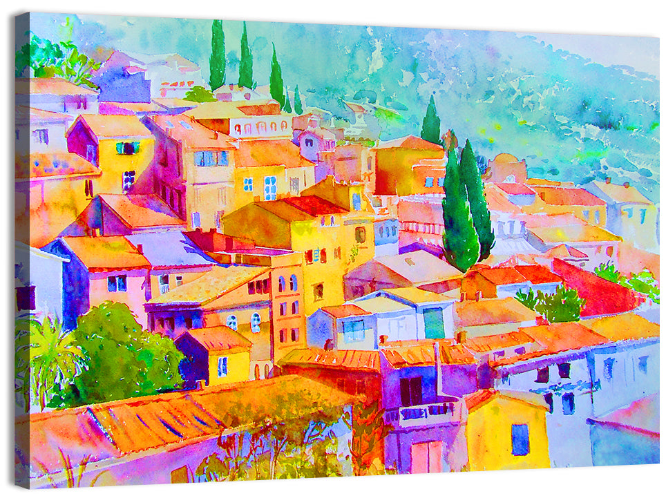 Hilly Village Abstract Wall Art