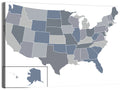 Minimalist USA Map in Blue and Grey Wall Art