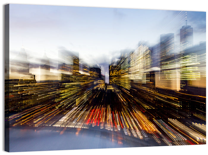 Zoom Burst Skyline Abstract Wall Art as a canvas print