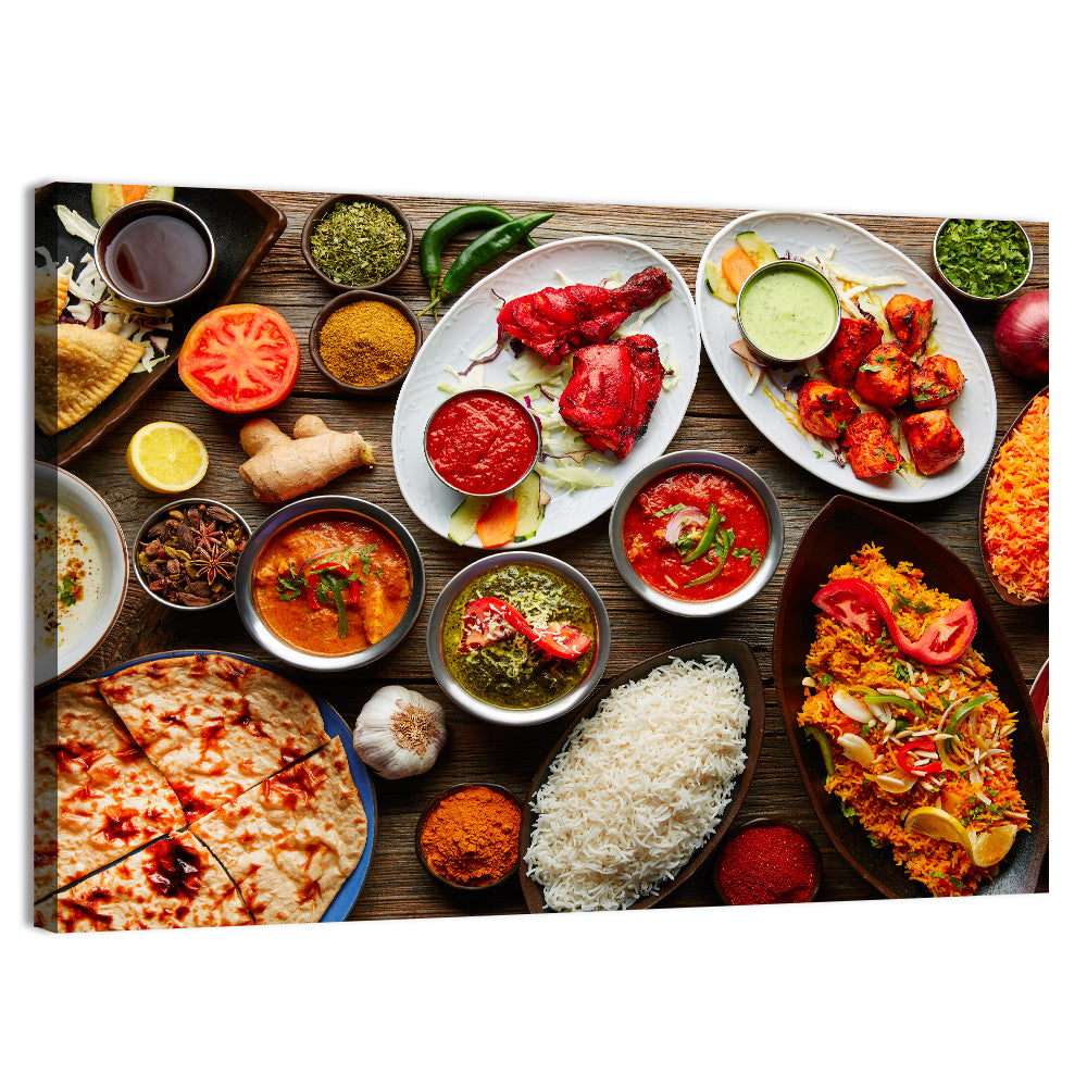 Indian Cuisine Flat Lay Wall Art