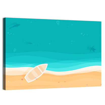 Sandy Beach Illustration Wall Art