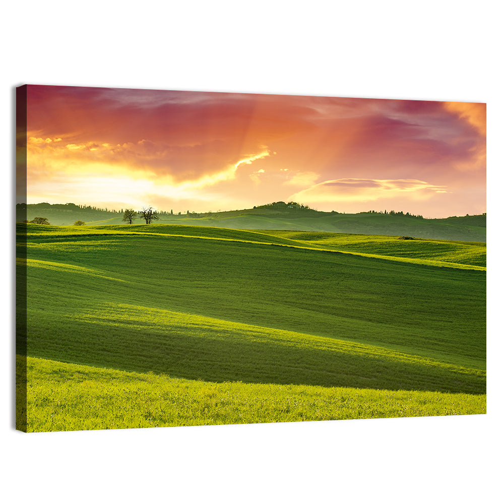 Tuscany Rolling Hills Sunset Wall Art, canvas print, landscape