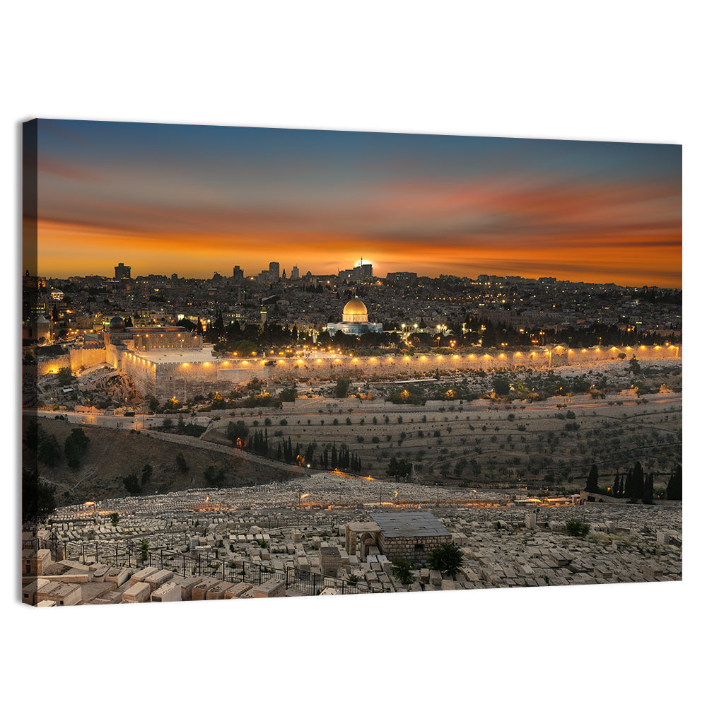 Jerusalem Sunset Over Temple Mount Wall Art