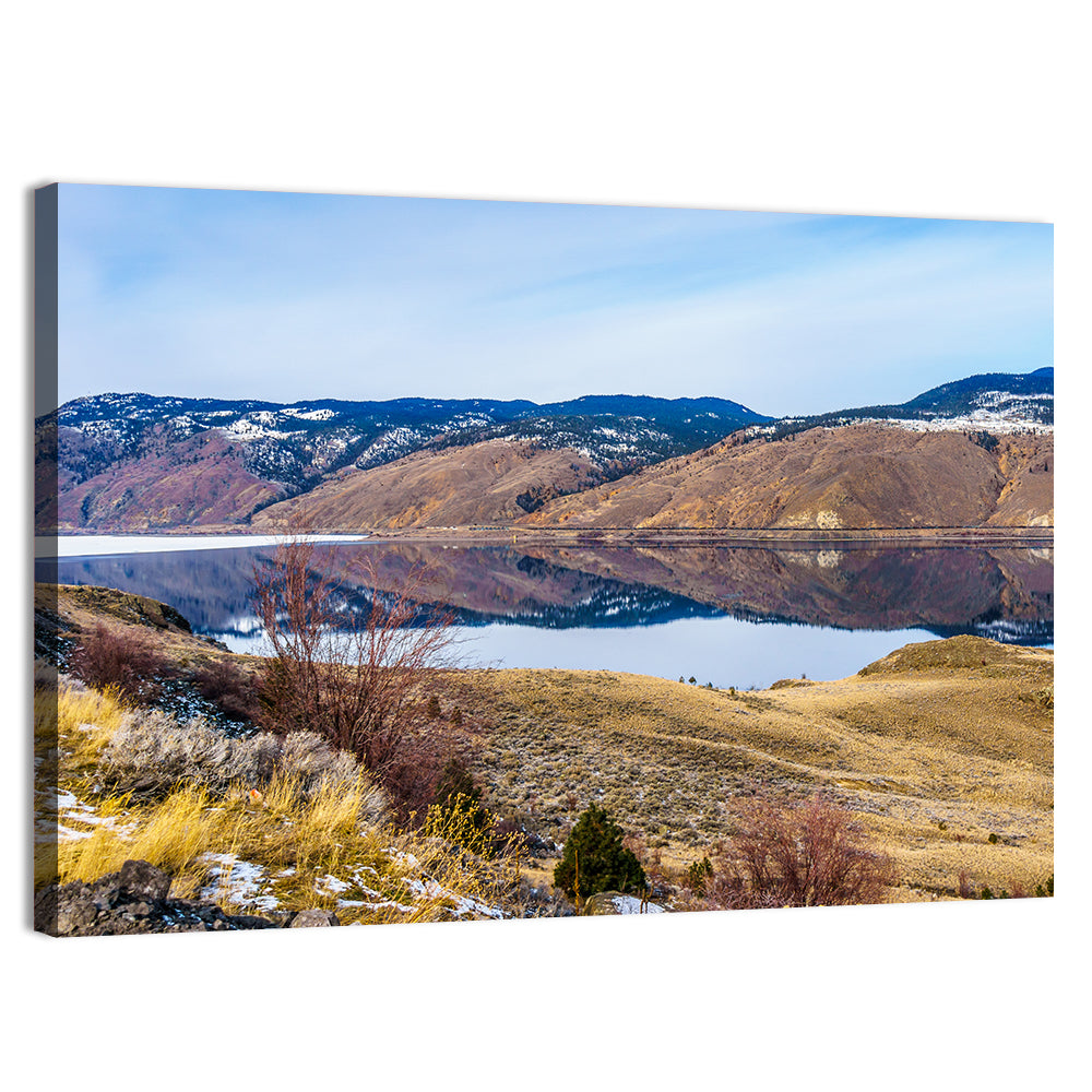 Kamloops Lake Mountain Reflection Wall Art, canvas print, landscape