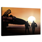Pilots and Supersonic Jet at Sunset Wall Art
